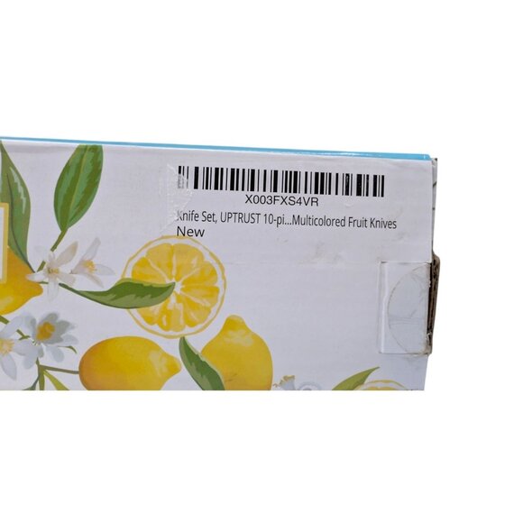 Uptrust 5 Pc Knife Set Fruit Print Stainless Steel w/Sheaths Multicolor Coated - Picture 9 of 11